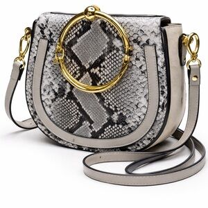 Vintage Elegant Snake Print Shoulder Bag